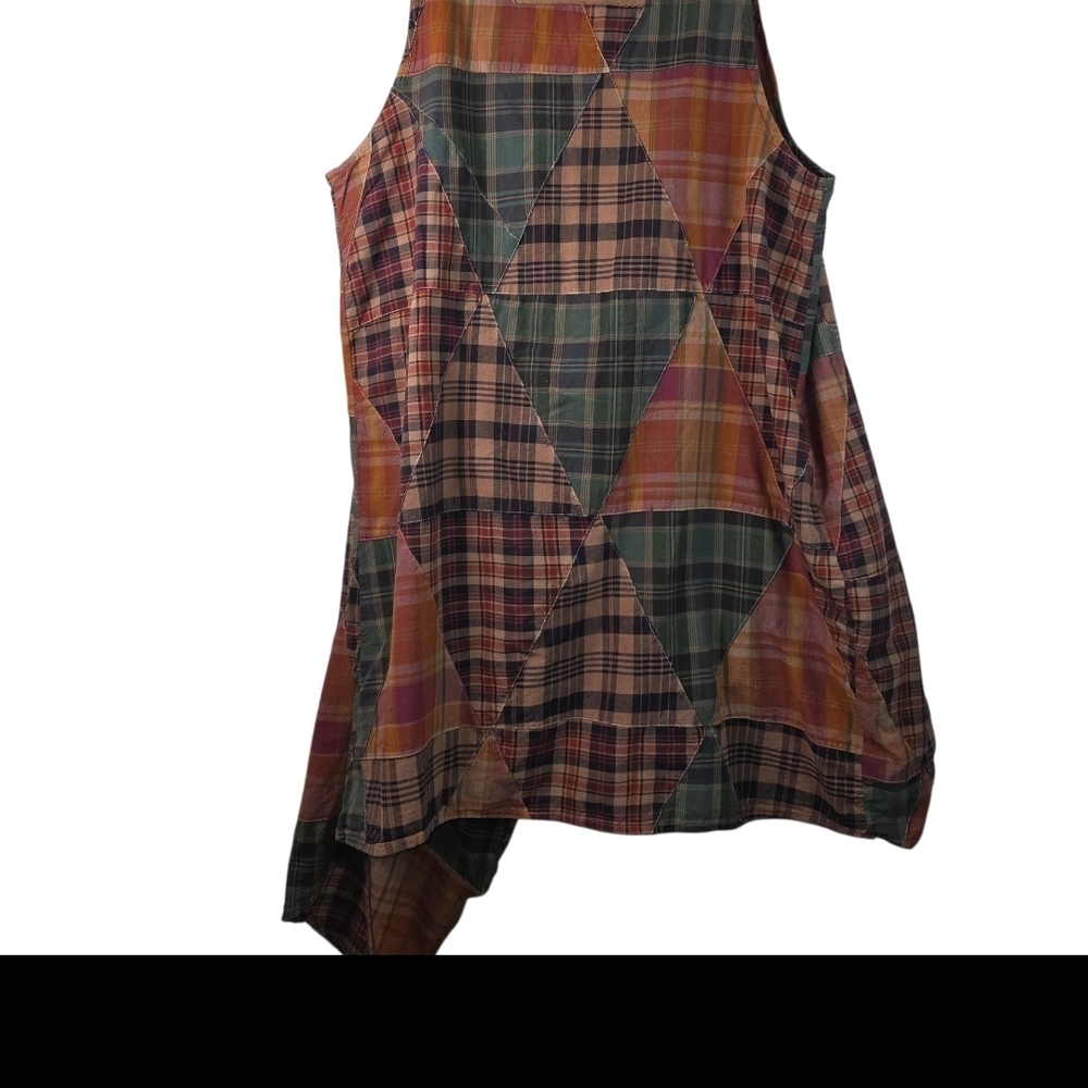 Jaded Gypsy Look Of Love Patchwork Plaid Vest One Size Asymmetrical Boho Cotton - Picture 3 of 14